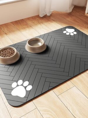 Pet Feeding Mat-Absorbent Pet Placemat for Food and Water Bowl